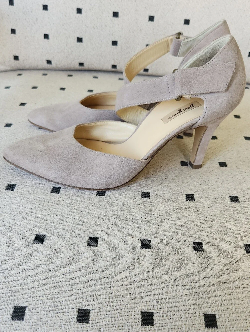 Paul Green Taupe Neutral Suede Pointed Mary-Jane  Kitten Heels